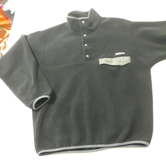 Patagonia Synchilla Fleece Sweater Quater  Snap Black Gray Size Small - Picture 3 of 12